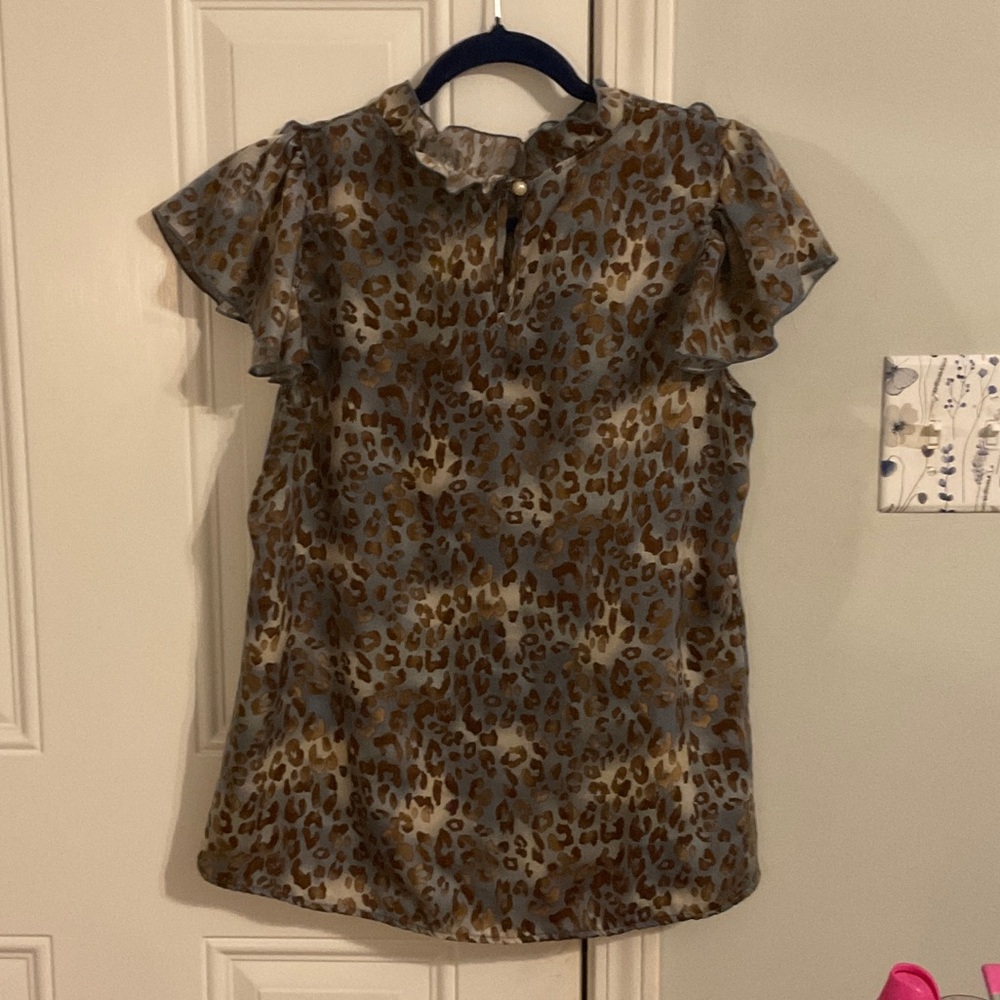 2 Leopard Print Ruffle Blouses - Picture 2 of 8